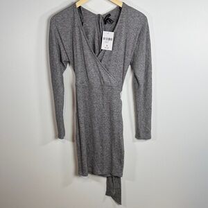 NWT Forever 21 Long Sleeve Ribbed Wrap Dress Small